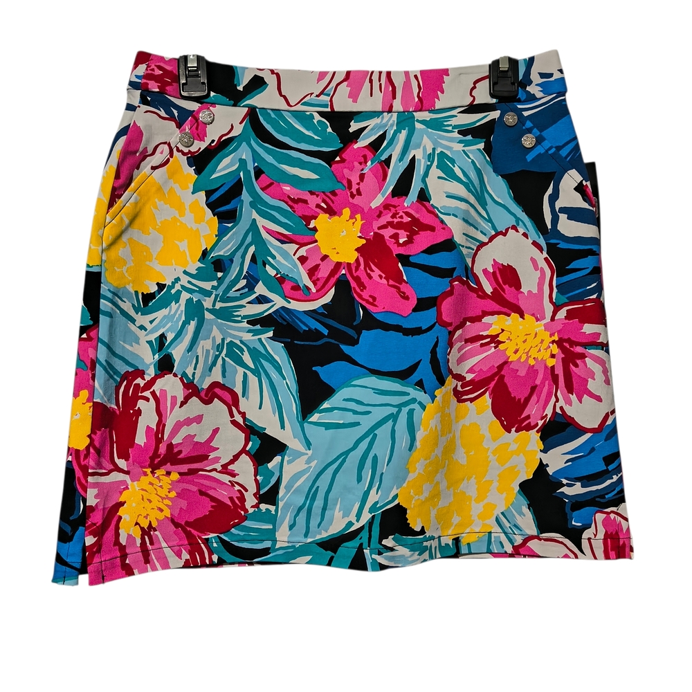 Rafaella Stretchy Size Small Floral Tropical Print Skort Pink Blue Preppy Tennis